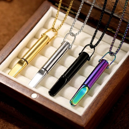 Meditation Pendant Titanium Steel Necklace Pure Color Versatile Fashion Jewelry Square Pearl Chain Multi-layered Geometric De...