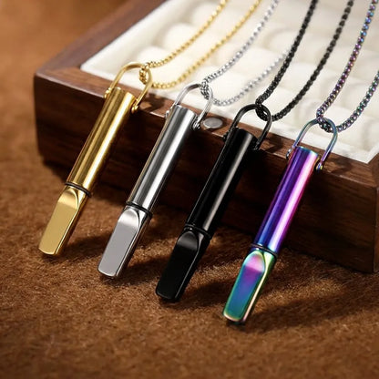 Meditation Pendant Titanium Steel Necklace Pure Color Versatile Fashion Jewelry Square Pearl Chain Multi-layered Geometric De...